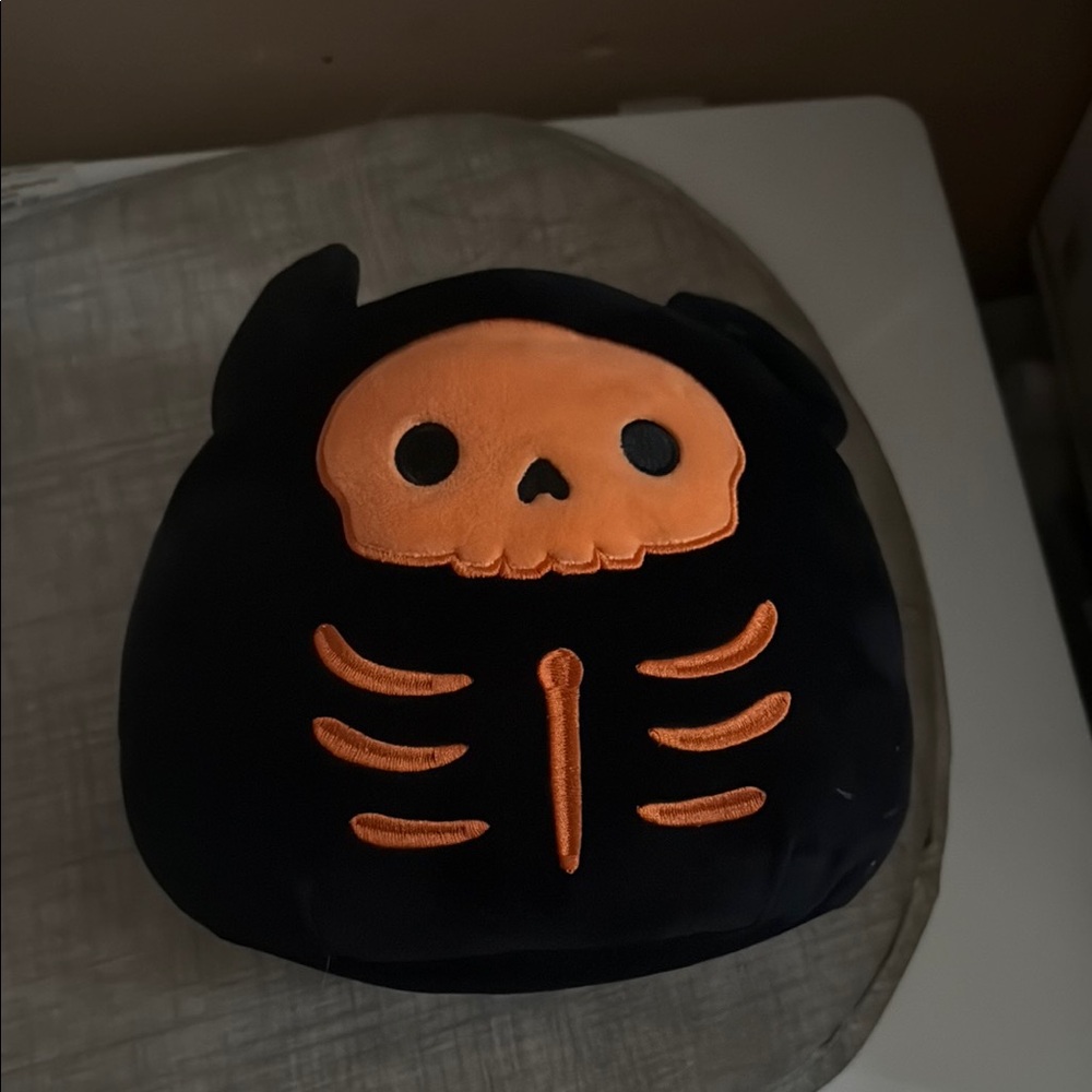 Black and Orange Skull Plush